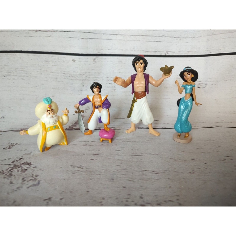 Mattel Disney 1993 Aladdin, Jasmine & Sultan Action Figure Lot Of 4 Cake Topper